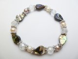 8x12mm Teardrop Abalone Shell with Multi-Color Pearl Bracelet